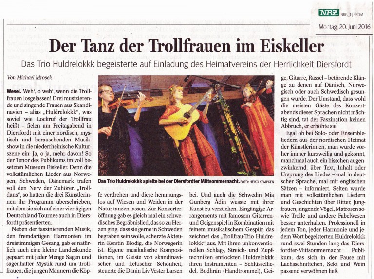 Entusiastisk tysk recension av Huldrelokkk-konsert